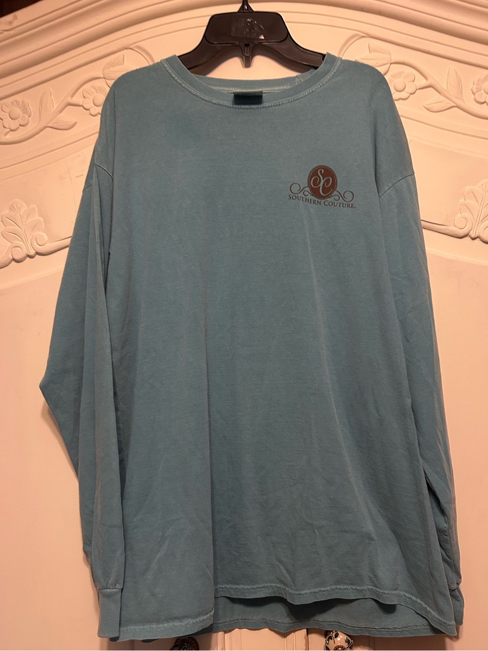 Comfort Colors Southern Couture Teal Blue Graphic Long Sleeve Tee